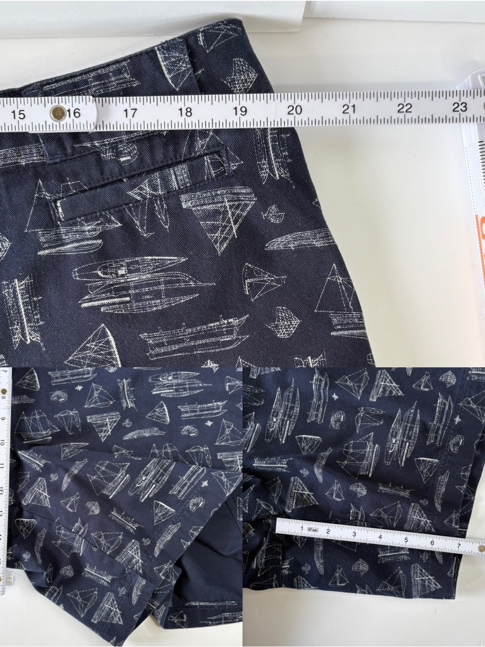 Ralph Lauren Navy Nautical Print Cotton Shorts Coastal Preppy Fisherman Size 18 - Picture 5 of 7